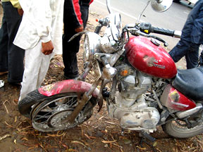 Picture of my bike after the accident - Photo courtesy Subrat